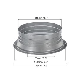PATIKIL 6 Inch Duct Connector Flange, Metal Fitting Straight Pipe Flange Round Ventilation Air Duct for Heating Cooling Ventilation HVAC System
