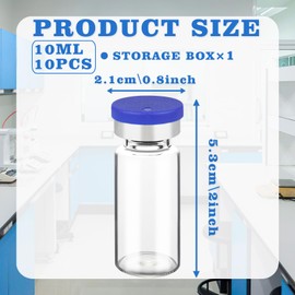 10 Pcs Sealed Vials for Injection, Saline Vials with Self Healing Injection Ports, Empty Vials for Injection with Plastic-Aluminum Flip Caps (10ml)