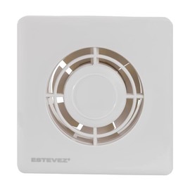 Estevez Extractor De Aire Modelo 1004(eco) | Ventilador para Baño y Cocina Tipo Económico Cuadrado de 4", 15 Watts, 41dB, Flujo de Aire 72m³/hr, | Instalación en Muro o Techo.