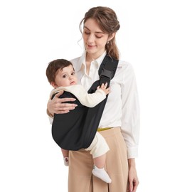 Mumgaroo Baby Sling, Adjustable Toddler Carrier Sling, Breathable Baby Sling Carrier with Thick Shoulder Straps for Newborn, Infant, Toddler, 0-36 Months (Black)