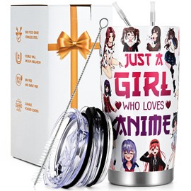 Qtencas - Regalos de anime para mujeres, Just A Girl Who Really Loves Anime Travel Tumbler, regalos de cumpleaños y Navidad para amantes del anime, niñas, hermanas, amigos, vasos de viaje de acero