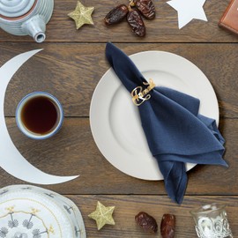 DKINY Ramadan Napkin Rings Set of 8, Gold Napkin Ring Holders, Metal Napkin Buckles Serviette Rings, Table Setting Table Decoration for Ramadan Islamic Muslim Eid Mubarak Wedding Party