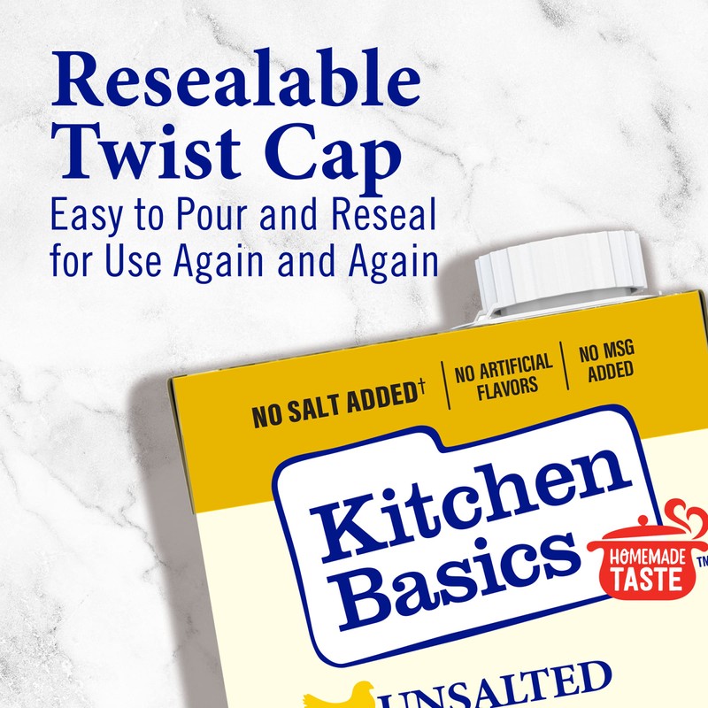 Kitchen Basics Unsalted Chicken Stock, 32 oz Carton, (Pack of