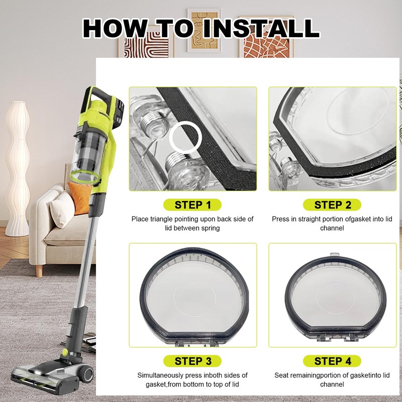 Vacuum Parts Replacement Gasket Compatible with Ryobi 18v Stick Vacuum