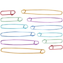 12Pcs Knitting Stitch Holders, Stitch Holders for Knitting, Yarn Stitch Holder Set for Crochet Knitting Needle Aluminum Stitch Holders Safety Pins, Assorted Colors Safety Crochet for Quilting Sewing