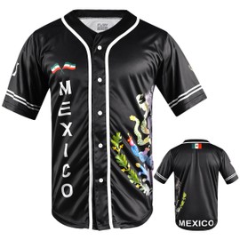 fox & fury Black Baseball Jerseys Mexico, Guatemala, El Salvador, Honduras, Venezuela, Puerto Rico, Brazil, Cuba, Nicaragua (US, Alpha, Medium, Regular, Regular, Mexico)