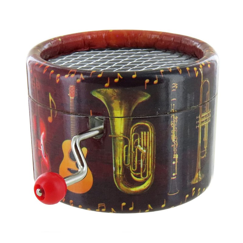Lutèce Créations Round hand-cranked musical box/music box made of reinforced