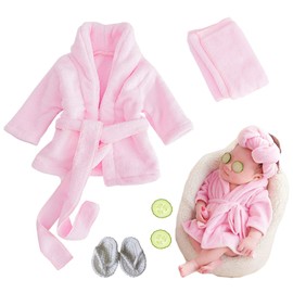 Xanewza Pack of 6 Newborn Photography Props, Baby Photo Shoot Costumes, Bathrobes, Bath Towel Outfit with Slippers, Cucumber Photo Props for Toddlers, Boys, Girls (0-6 Months)