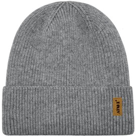ATNKE Unisex Knit Beanie Hat, Stretchy Thick Warm Fleece Lined Daily Winter Soft Cuffed Wooly Skull Cap Gifts for Men Dad and Women/Gray