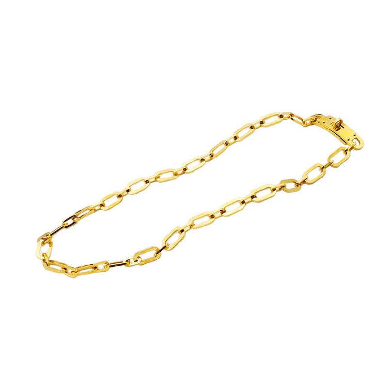 FOMCORT 18K Gold Plated Turn Lock Necklace，Classical Fashion Stainless Steel