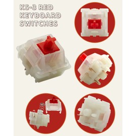 gateron Milky Red Switches for Mechanical Keyboard Silent Tactile Keyboard Switches 5 Pin Milky Yellow Linear Mechanical Switches 45gf Key Switches(KS-3 70pcs)