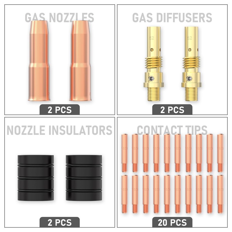YESWELDER MIG Welding Gun Kit .035" Tip-Nozzle-Diffuser-Adapter for Lincoln Magnum