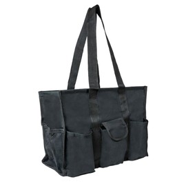 Lucazzi Utility Tote Bag with Zipper Top - Large Multipurpose Organizer Bag for Teachers, Nurses, Work, Students, Knitting, Crafts - Tote Organizer with Multi-Compartment Pockets - Black