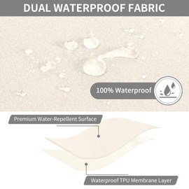 Easy-Going 100% Waterproof Recliner Cover, Stretch Couch Covers for Reclining Couches, Extra Large Sectional Sofa Slipcover, L-Shape Furniture Protector for Kids & Pets, 5 Seater, Beige