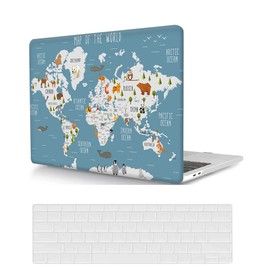 Laptop Hard Shell Case Compatible with MacBook Pro 14 inch 2021/2023 Release Model M1 A2442/A2779 M2 Pro/Max Chip, Plastic Protective Hard Shell Case Cover & Keyboard Cover, World map