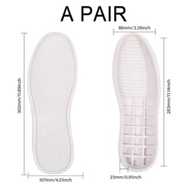 CHGCRAFT Full Soles Rubber Replacement DIY Repair Wear Resistant Raised Grain Repair Sole Pad for Sneakers, DIY Shoes, White, 1 Pair, 302x107x23mm