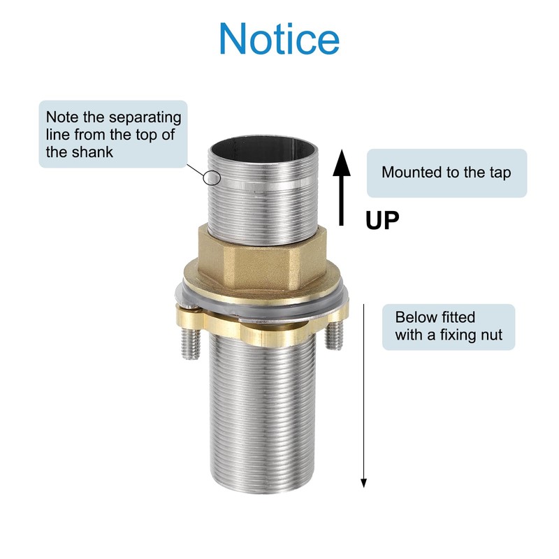 uxcell Faucet Mount Extension Shank 4"x 1.25" Stainless Steel Pipe