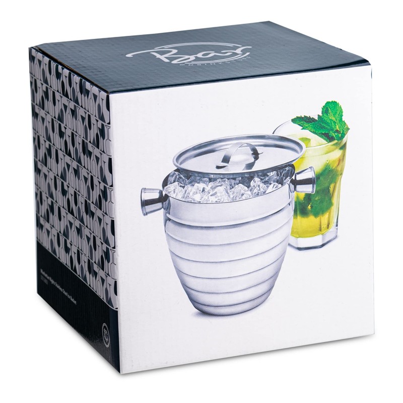 bar@drinkstuff Manhattan Nights Stainless Steel Ribbed Ice Bucket 1.8ltr