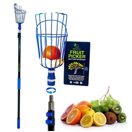 EVERSPROUT 4.5-to-12ft Durable Fruit Picker with 20+ Foot Reach – Telescoping Fruit Picker Pole, Lightweight Twist-On Fruit Picking Tool with Basket, Aluminium Extension Pole for Tree Fruit Harvesting