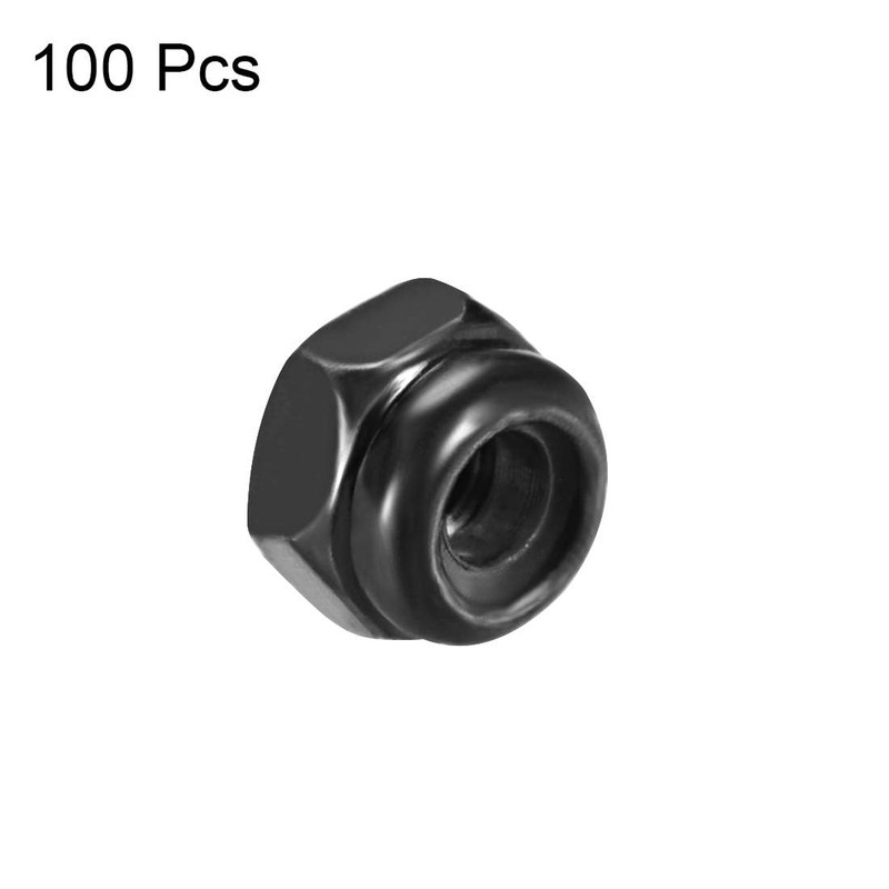 TA-VIGOR 100Pcs M2.5 x 0.45mm Nylon Hex Lock Nuts, Black