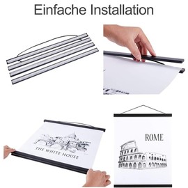 Ywlake A4 Poster Rail, Poster Strips, Magnetic Wooden Poster Hanger, Frame Strips, Picture Frame, Picture Frame, Picture Rail, 21 x 30, 20 x 30, 20 x 45 cm (21 cm, Black, 4 Packs)