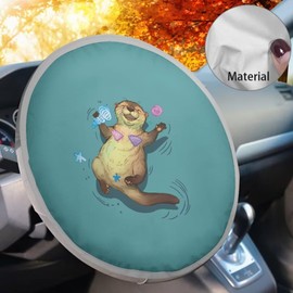 TSVAGA Otter Steering Wheel Sun Shade Cover Steering Wheel Sun Foil Anti-Heat Aluminum Steering Wheel Cover Steering Wheel Sun Heat Shield for SUV Truck Van