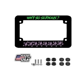 BLVD Haha Why So Serious Joker Motorcycle License Plate Frame Purple/Lime Green