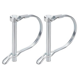 DTGN 6mm x 50mm (DxL) Shaft Locking Pin - 2Pack - Good for Farm Trailers Lawn - Carbon Steel Round Trailer Coupler Pin W/Ear - Silver Tone