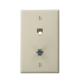 Leviton Standard Telephone Wall Jack, 6P4C X F, Screw Terminal, BEIGE, 40259-T, Light Almond