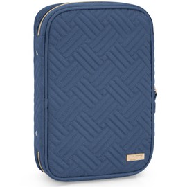 LASUK Travel Jewelry Box, Small Zipper Jewelry Boxes, Portable Jewellery Storage Holder Display, Storage Ring Binder, for Rings, Earrings, Necklaces, Bracelets, Navy Blue