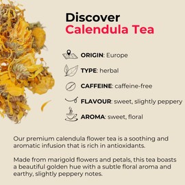 Teapro Calendula Flower Tea 100g | Premium Marigold Herbal Loose Leaf Tea | Calendula Officinalis Caffeine-Free Natural Herbal Infusion
