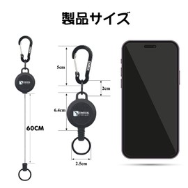 DMEEK Set of 3 Reel Key Holder with Carabiner, Reel Strap, Keys, Retractable Reel Type Key Reel, Metal Wire, 23.6 inches (60 cm), Key Case for Kids, Lightweight, Strong, Load Capacity, Durable, Drop