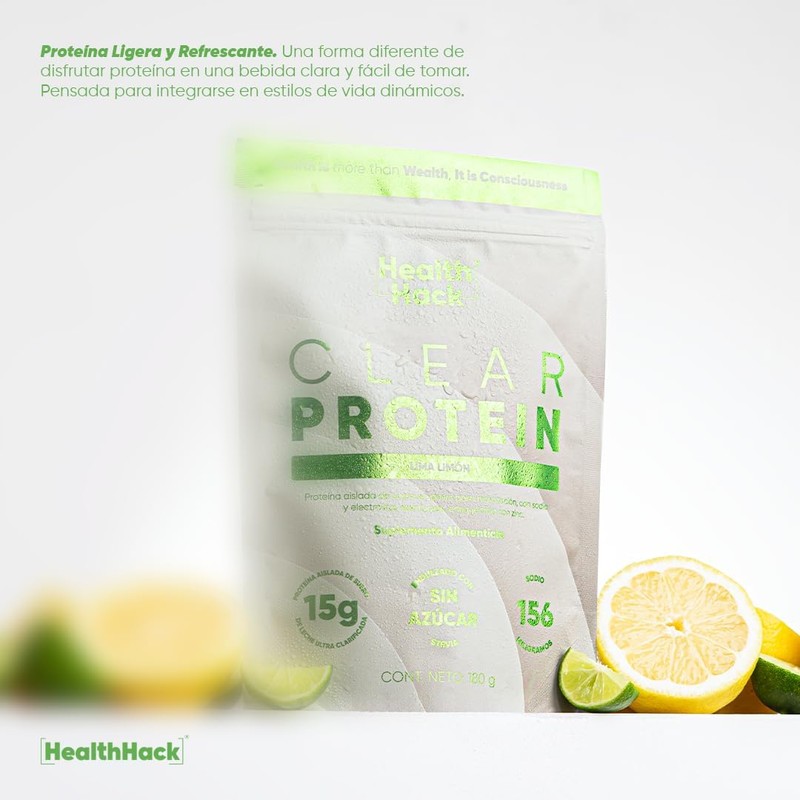 Health Hack Clear Whey Protein Water Lima Limón: Refrescante, con