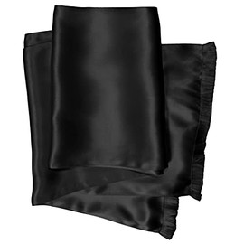 Royal Silk Extra Long Silk Aviator Scarf 8” x 72” – Double Layer Silk Satin – 100% Silk (Black)