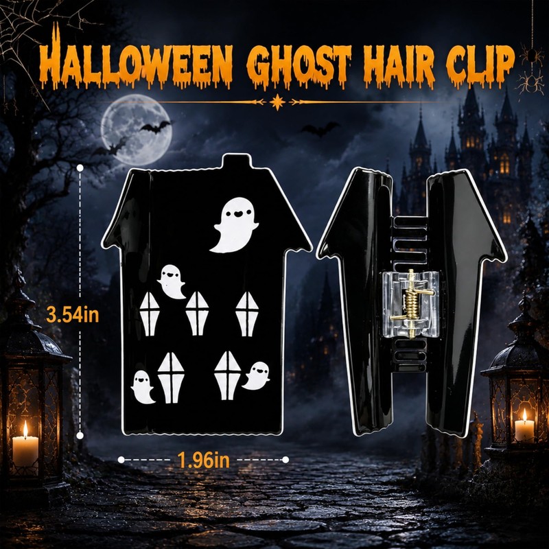 Halloween Ghost Claw Clip, Ghost Haunted House Shape Hair Clips
