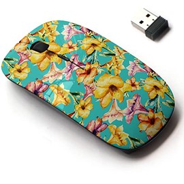 2.4G Wireless Mouse with Cute Pattern Design for All Laptops and Desktops with Nano Receiver - Watercolor Beautiful Amaryllis Floral