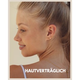 Stud Earrings Set for Women - Three Skin-friendly Stud Earrings in Silver, Gold or Rose Gold I Earrings with 18 K Gold Plating Including Gift Box, Stainless Steel, No Gemstone