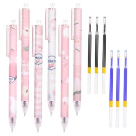 Vicloon Erasable Pens, Pack of 6 Gel Pens, with 6 Refills, 0.5 mm Cartoon Gel Pen, Erasable, Easy to Rub, Rollerball Pen Erasable for Students, Gift, School, Office Supplies (Peach)