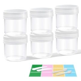 DEMORA Small Travel Containers Plastic Jars with Lids for Creams, Refillable TSA Approved Travel Size Containers for Lotion Makeup Cosmetic Ointments Slime, PP, BPA Free (Clear, 1 oz, 6 Pcs)
