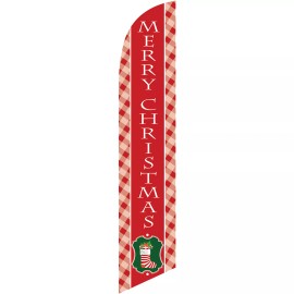 NeoPlex Merry Christmas Stocking  2 1/2 ft X 11 1/2 ft Windless Swooper Flag (Flag Only)
