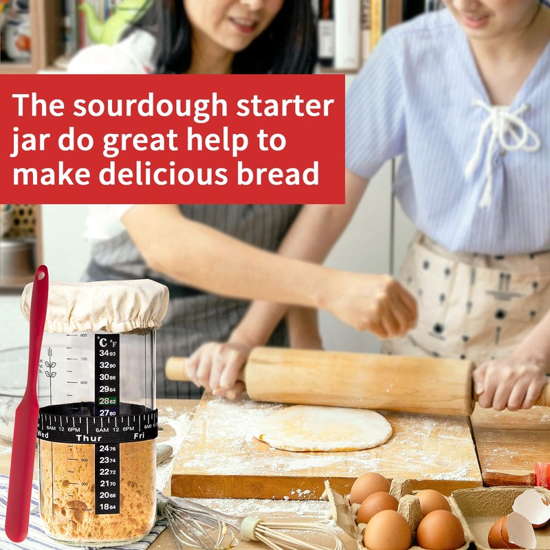INFTYLE Sourdough Bread Starter Jar Kit 34oz Large Capacity Glass
