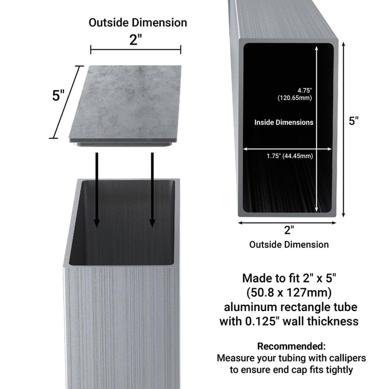 Rectangle Metal End Cap 2"x5" 4 Pack Press Fit NELSONS