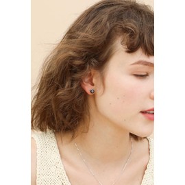 S.Leaf arete de gato con perlas negras de plata de ley para mujer, Metal, Perla