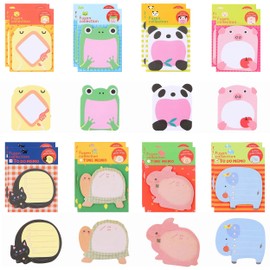 JIEYUMAO 16 Pack Animal Sticky Notes, 8 Styles Cute Sticky Notes, Animals Shape Markers Flags Self-Stick Memo Pads Kawaii Sticky Note Cute Self-Stick Note Pad for Office School