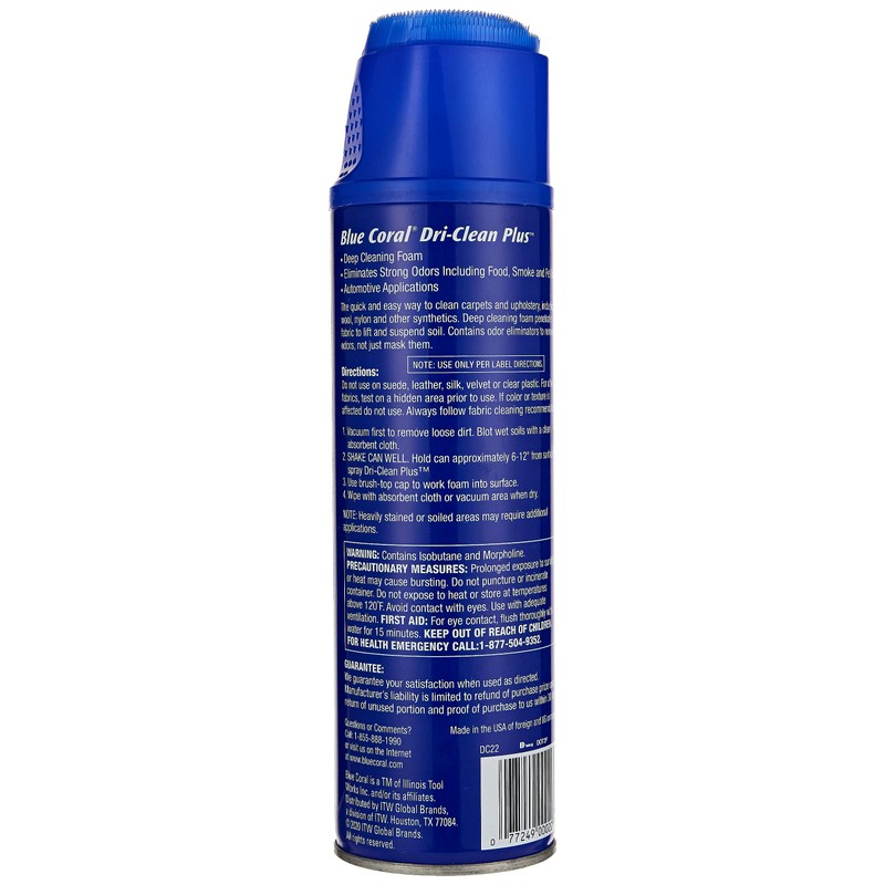 Blue Coral DC22 Upholstery Cleaner Dri-Clean Plus with Odor Eliminator,