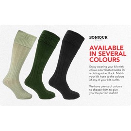 Bonjour® Mens Scottish Highland Wear Wool Kilt Hose Wedding Hogmanay Socks (Cream (1 Pair))