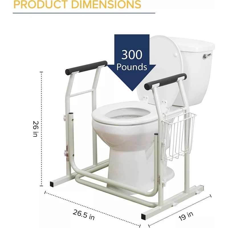 Drive Medical MDS Stand Alone Toilet Safety Rail, White, EA