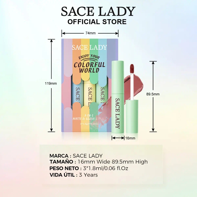 Sace Lady Labial Líquidos Mate Larga Duración Set 3 Pcs