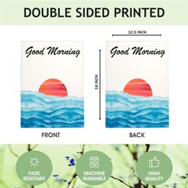 Mugod Modern Garden Flags Abstract Mountains Lake Red Sun Yard Flag Burlap Banners Vertical Double Sided 12.5x18 Inch Small Flag Home Decorative Outdoor Villa