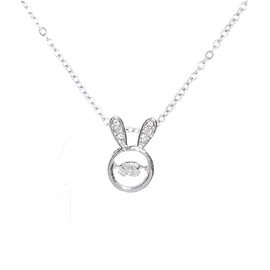 IMINI Crystal Rabbit Pendant Necklace for Women Girls Stainless Steel Cubic Zirconia Animal Adjustable Link Chain Choker Fashion Cute Easter Birthday Jewelry Gifts, Metal, Cubic Zirconia
